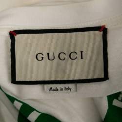 Pre Owned تي شيرت غوتشي قطن أبيض طبعة غوتشيفاي يورسيلف رقبة مستديرة مقاس متوسط   