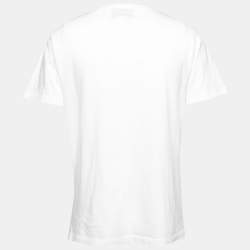 Pre Owned تي شيرت غوتشي قطن أبيض طبعة غوتشيفاي يورسيلف رقبة مستديرة مقاس متوسط   