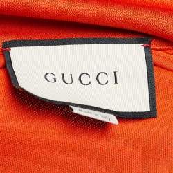 Pre Owned جاكيت غوتشي طرف شعار ماركة مخطط ويب جيرسيه برتقالي مقاس  صغير ( سمول )