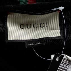 Gucci Black Rib Knit Cotton Web Trim V-Neck Pullover M