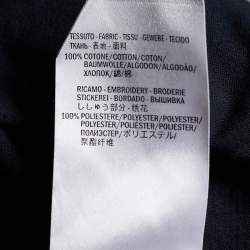 Pre Owned Gucci Dark Blue Cotton Crest Logo Detail T -Shirt M