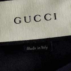 Pre Owned Gucci Dark Blue Cotton Crest Logo Detail T -Shirt M