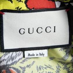 Gucci Multicolor Panther Face Print Silk Bowling Shirt L