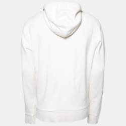 Gucci Off White Cotton Logo Printed Long Sleeve Hoodie L