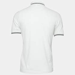 Gucci White Cotton Pique Logo Crest Embroidered Polo T-Shirt S