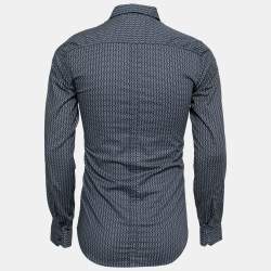 مملوكة مسبقًا Gucci Navy Blue Printed Cotton Skinny Fit Button Front Shirt S