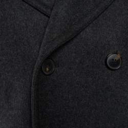 Gucci Charcoal Grey Wool Shearling Collar Pea Coat M