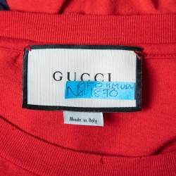 Gucci Red Logo Printed Crew Neck T-Shirt L