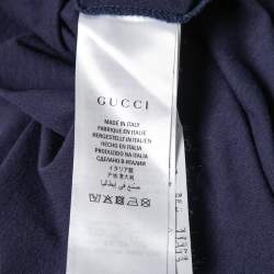 Gucci Blue Logo Printed Crew Neck T-Shirt L