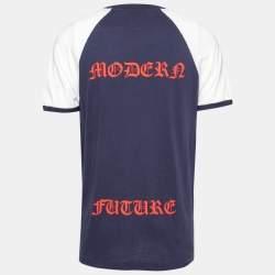 Gucci Blue Logo Printed Crew Neck T-Shirt L