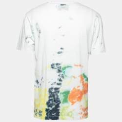Gucci White Logo Print Cotton Tie Dye T-Shirt L