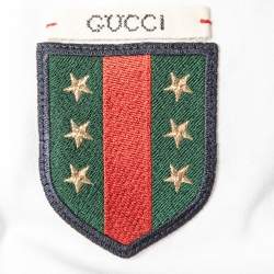 Pre Owned Gucci White Cotton Embroidered Crew Neck T-Shirts XL