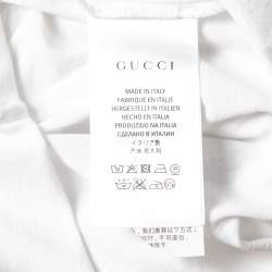 Pre Owned Gucci White Cotton Embroidered Crew Neck T-Shirts XL