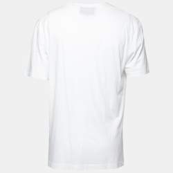 Pre Owned Gucci White Cotton Embroidered Crew Neck T-Shirts XL