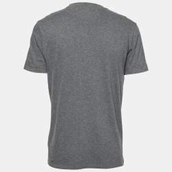 Pre Owned تي شيرت غوتشي قطن رصاصي نقشة جي جي رقبة مستديرة مقاس كبير جداً