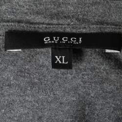 Pre Owned تي شيرت غوتشي قطن رصاصي نقشة جي جي رقبة مستديرة مقاس كبير جداً