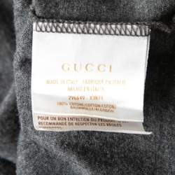 Pre Owned تي شيرت غوتشي قطن رصاصي نقشة جي جي رقبة مستديرة مقاس كبير جداً