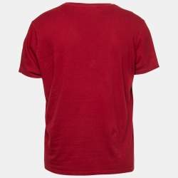 Pre Owned Gucci Burgundy Cotton Crew Neck T-Shirt XL