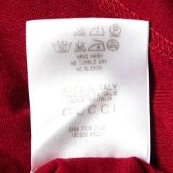 Pre Owned Gucci Burgundy Cotton Crew Neck T-Shirt XL