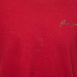 Pre Owned Gucci Burgundy Cotton Crew Neck T-Shirt XL