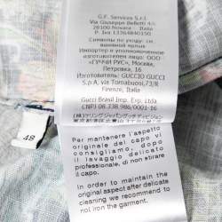 مملوكة مسبقًا Gucci Blue Floral and Anchor Print Half Sleeves Cotton Shirt M