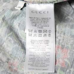 مملوكة مسبقًا Gucci Blue Floral and Anchor Print Half Sleeves Cotton Shirt M