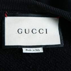 Pre Owned Gucci Black Distressed Cotton Vintage Logo Print Sweatshirt XL