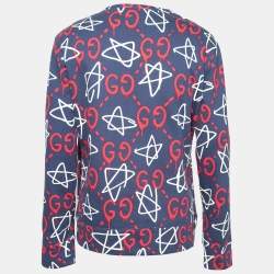 Gucci Blue Ghost Print Cotton Round Neck Sweatshirt XL