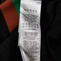 Pre Owned تي شيرت غوتشي قطن أسود طبعة نوت فيك أكمام قصيرة مقاس كبير