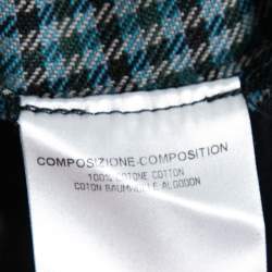 Gucci Blue & Green Check Print Cotton Skinny Fit Trousers L Waist 36"
