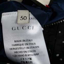 Pre Owned جاكيت غوتشي  نمط ويب مخطط وخامة صناعية طباعة ثعبان حواف مضلعة مقاس كبير - لارج