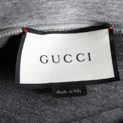 Gucci Heather Grey Neoprene Crest Logo Applique Sweatshirt L