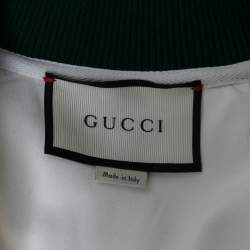 Pre Owned Gucci White Cotton Stretch Striped Detail Track Jacket S