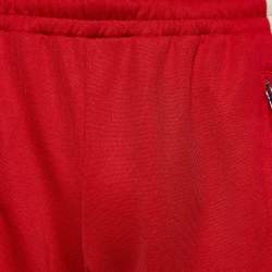 Pre Owned بنطلون رياضي غوتشي جيرسيه تقني أحمر مزين شريط جي جي متباين مقاس صغير (سمول)