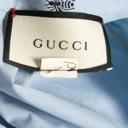 Gucci Light Blue Bee Print Cotton Button Front Shirt L
