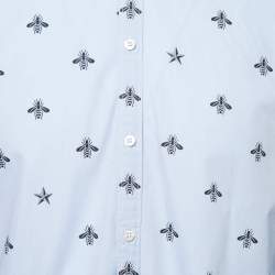Gucci Light Blue Bee Print Cotton Button Front Shirt L
