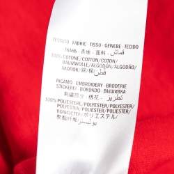 Pre Owned Gucci Red Cotton Bee Logo Printed V-Neck T-Shirt XL