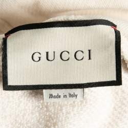 مملوكة مسبقًا Gucci Off White Cotton Logo Printed Long Sleeve Hoodie L