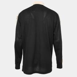 Gucci Black Cotton Pique Logo Tape Trimmed Polo T-Shirt XL