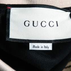 Gucci Black Cotton Pique Logo Tape Trimmed Polo T-Shirt XL