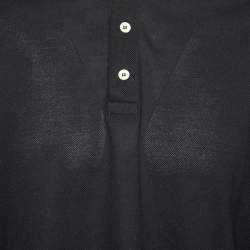 Gucci Black Cotton Pique Logo Tape Trimmed Polo T-Shirt XL