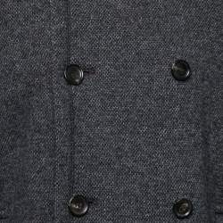 Gucci Charcoal Grey Knitted Wool Double-Breasted Coat S