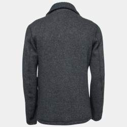 Gucci Charcoal Grey Knitted Wool Double-Breasted Coat S