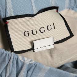 Gucci Light Blue Double G Striped Cotton Shorts XXS