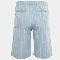 Gucci Light Blue Double G Striped Cotton Shorts XXS