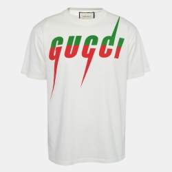 Gucci White Blade Print Cotton Crewneck T-Shirt M