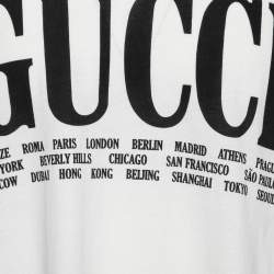 Pre Owned Gucci Cream Cities Print Cotton T-Shirt XL
