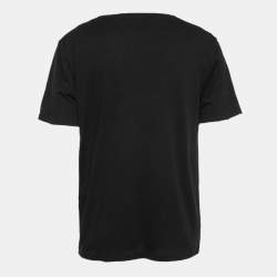 Pre Owned Gucci Black Logo Print Cotton Washed Oversize T-Shirt M