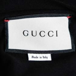 Pre Owned Gucci Black Logo Print Cotton Washed Oversize T-Shirt M