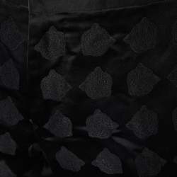 Pre Owned Gucci Black Silk Satin Tiger Pattern Trousers M